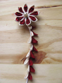 red wine and ivory kanzashi