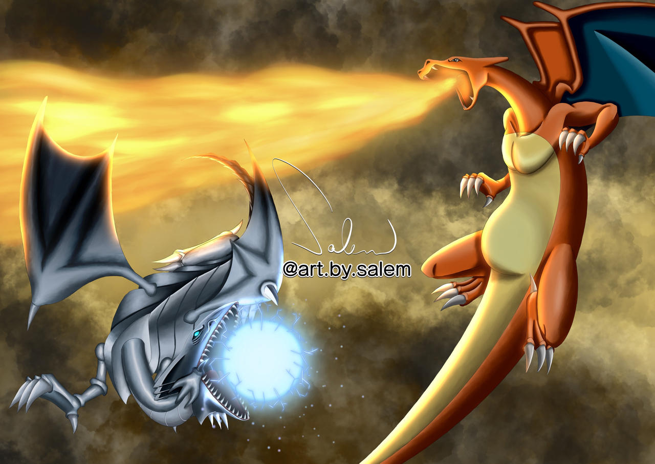 Blue eyes white dragon vs Charizard by ahmedsalem238 on DeviantArt