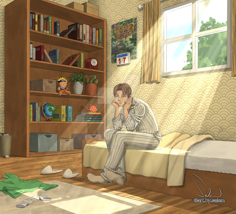 Anime Male Bedroom Download Free Anime Boy Sleeps On Desk In Bedroom