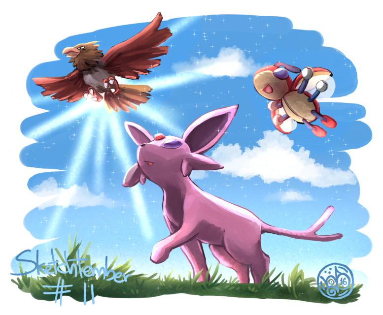 Espeon, Spearow and Ledian.