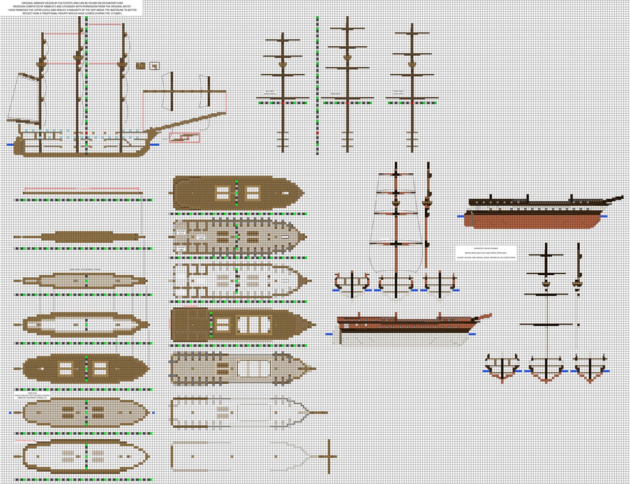 Minecraft Ship Blueprint - Frigate by Rabbs372 on DeviantArt