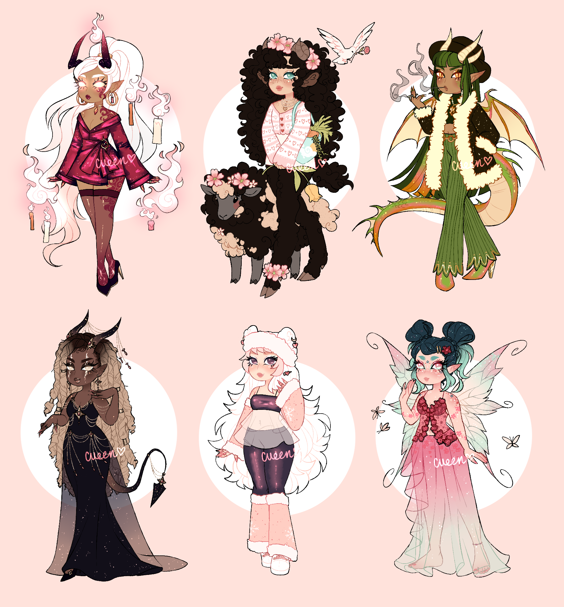pretty in pink adopts! (closed) by cueen on DeviantArt