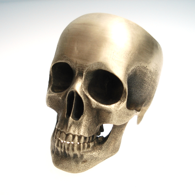 full skull ring in bronze