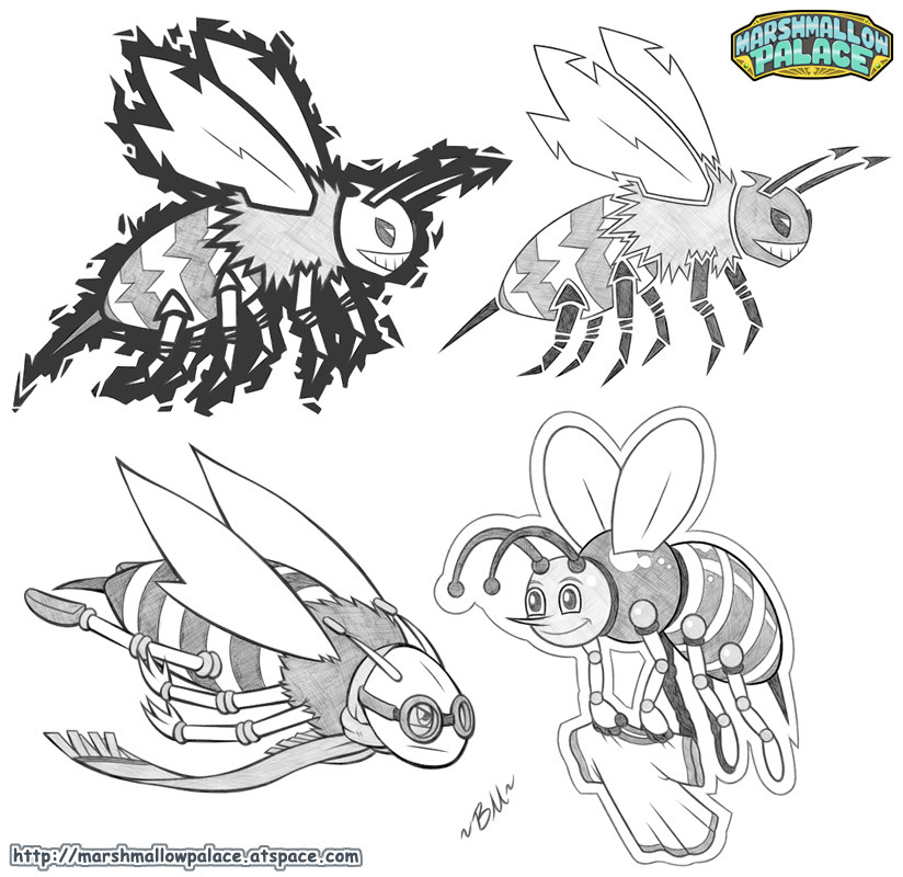 Bee mascot pencil designs