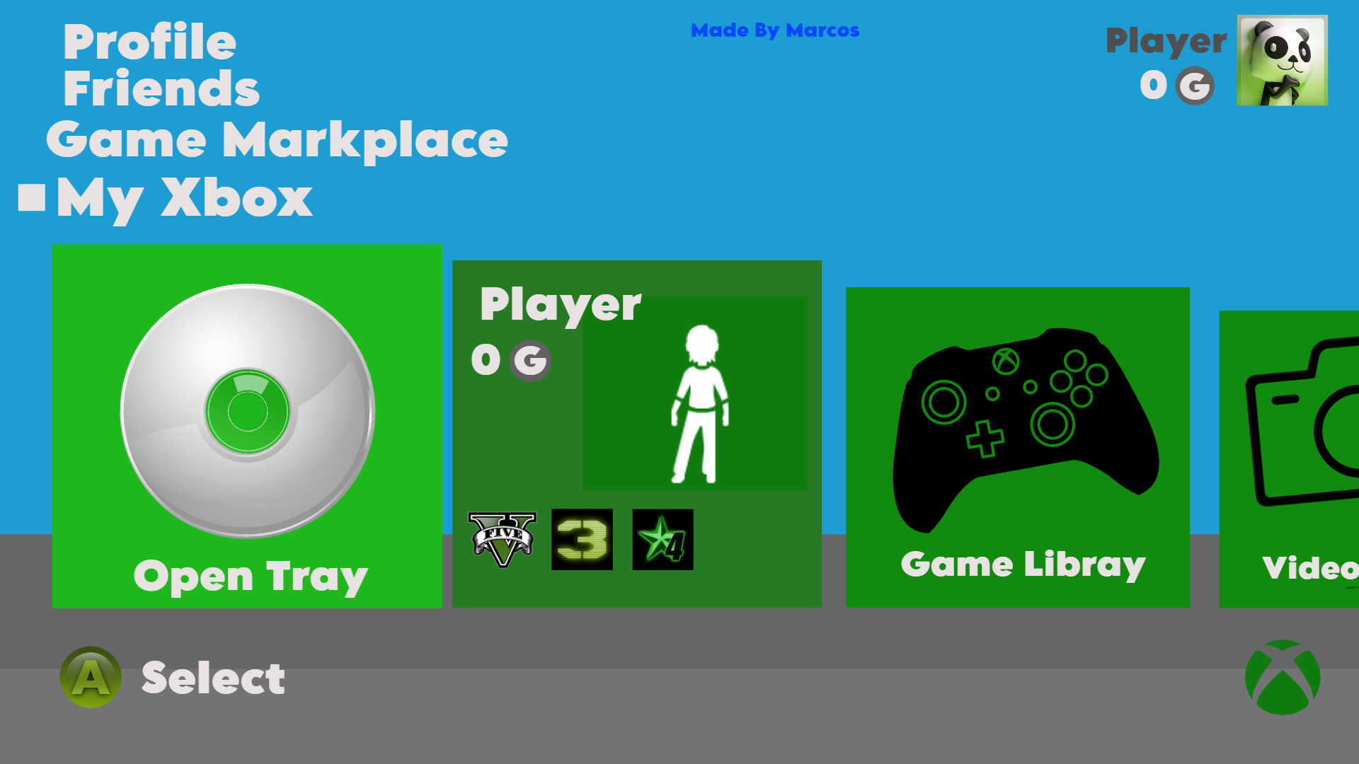 Xbox Shell Menu Xbox 360 Menu Dashboard 2008 Recreation by MStarDevsGames on DeviantArt