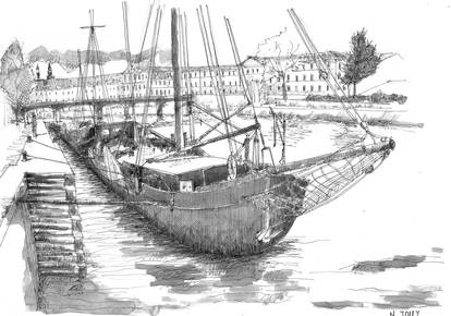 Fast drawing of Paris dock