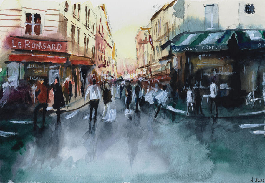 SOLD - The crowd - Watercolor
