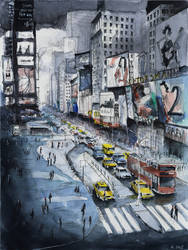 For sale original - Time Square - Watercolor