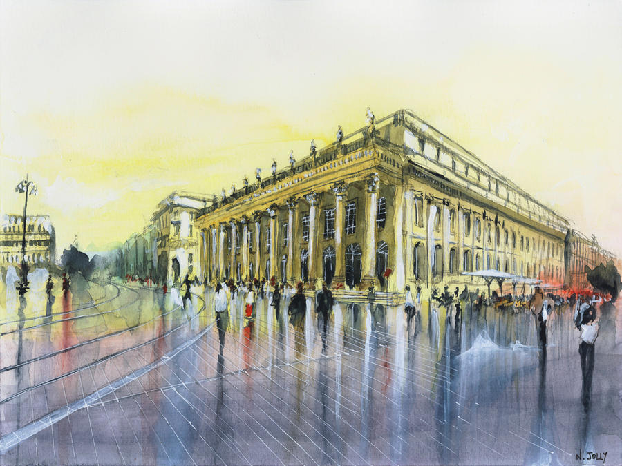 SOLD - Le Grand theatre - Watercolor by nicolasjolly SOLD - Le Grand theatre - Watercolor by nicolasjolly