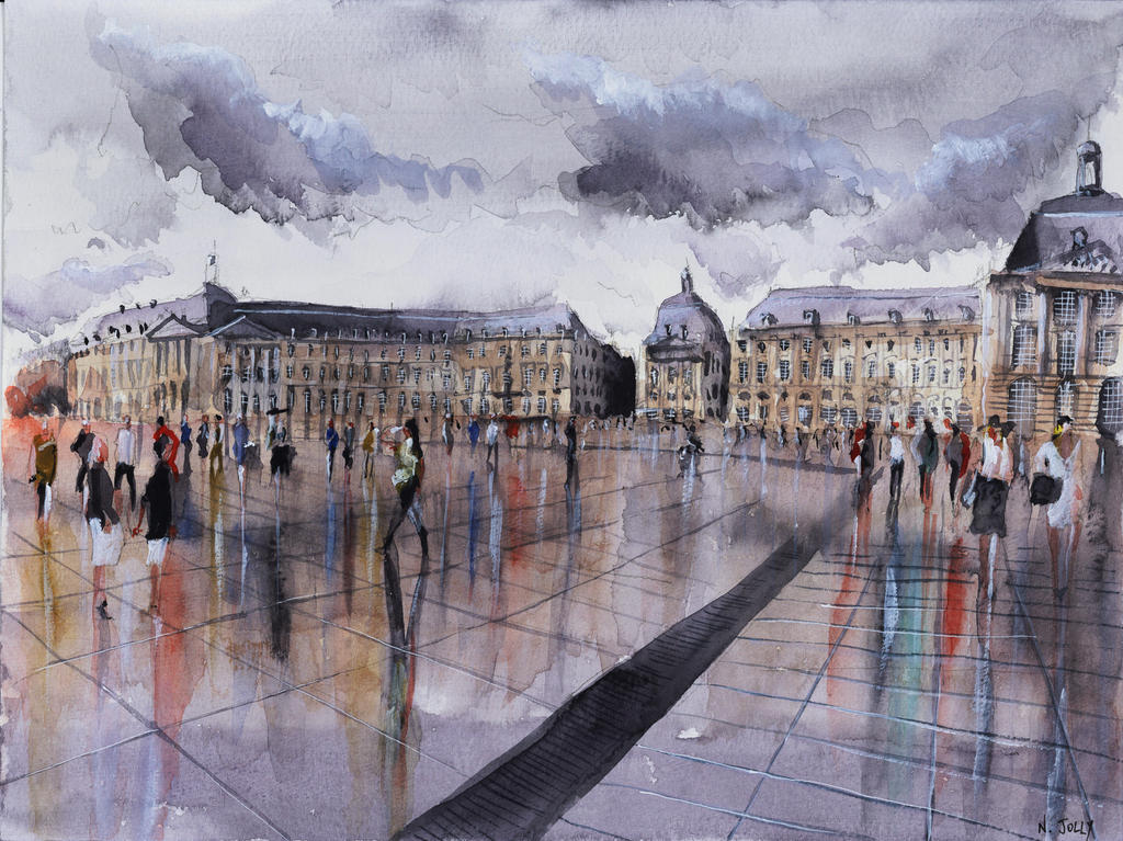 Place de la Bourse - Watercolor by nicolasjolly