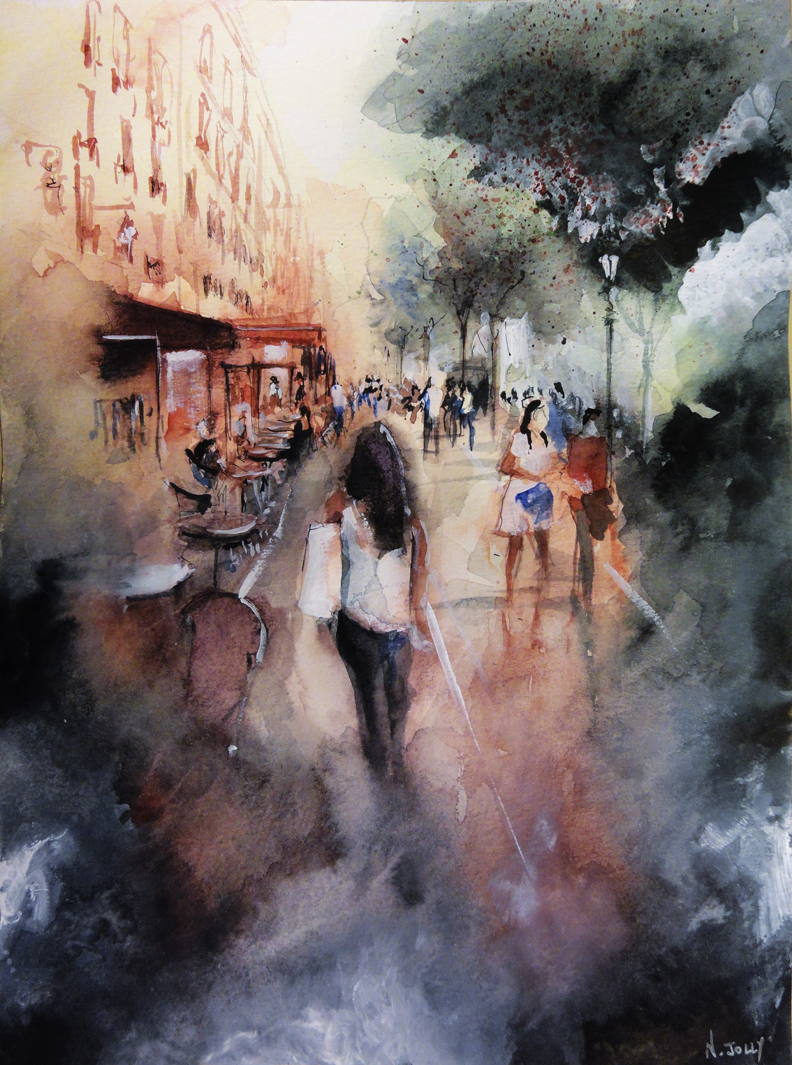 Promenade rue Saint-Martin - Paris - Watercolor