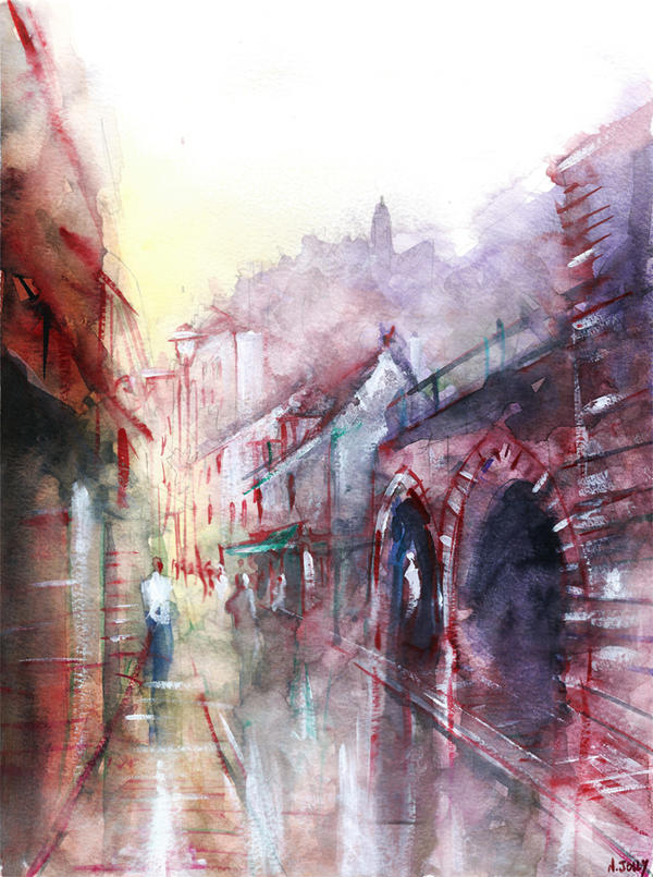 Rocamadour - Watercolor - For sale original -900px