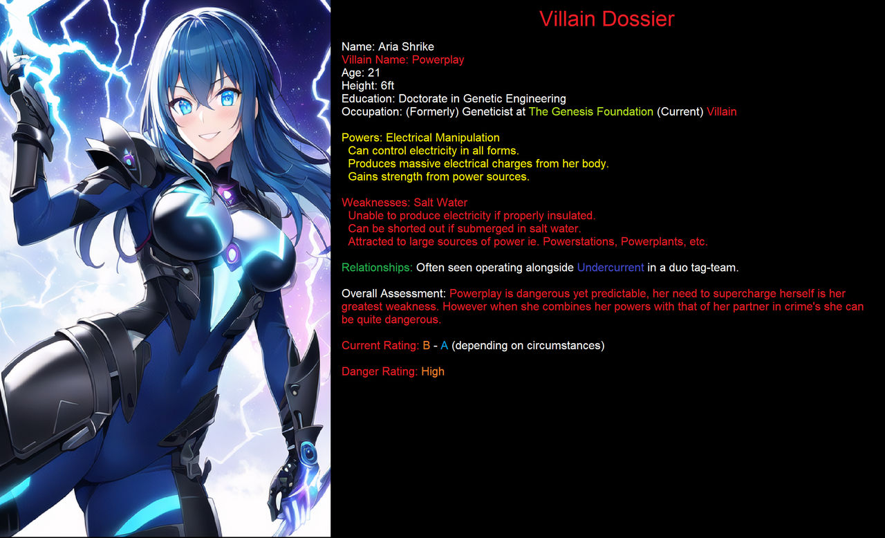 Villain Dossier: Powerplay by sliestwheel on DeviantArt