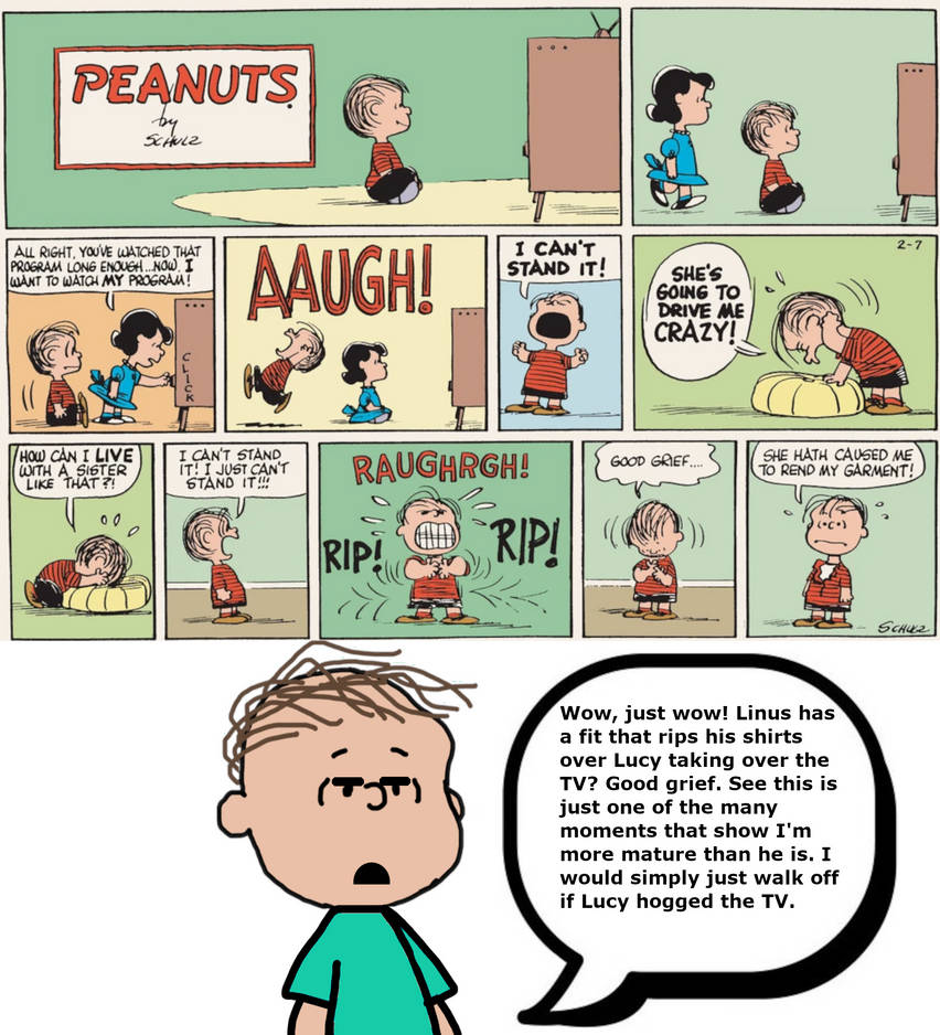 Rerun reacts too a Linus rends his garment strip by OdinPCDeviant2003 ...