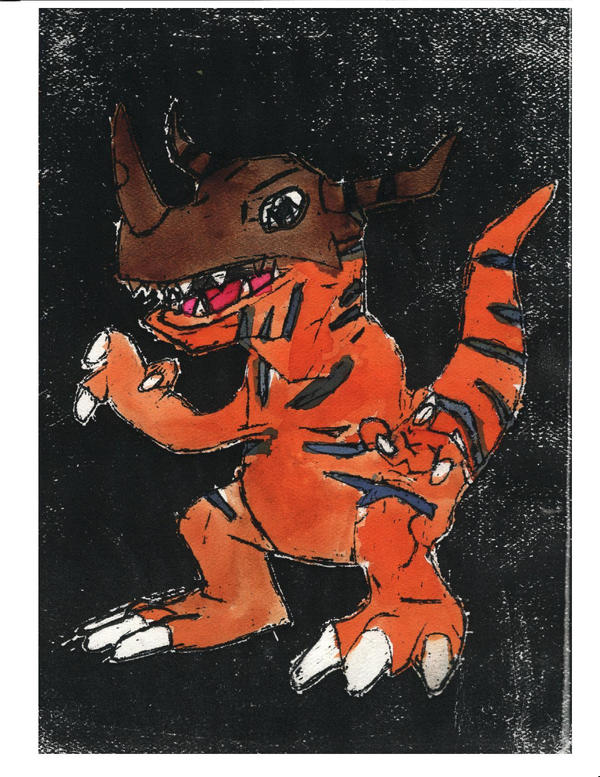 Greymon Scratchboard Color by MysteryFan on DeviantArt