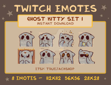 Ghost Kitty Twitch/Discord Emotes - PACK 1