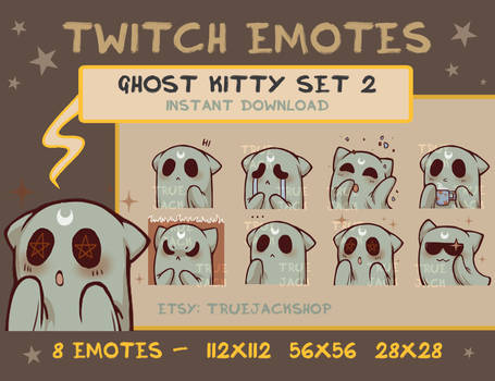 Ghost Kitty Twitch/Discord Emotes - PACK 2