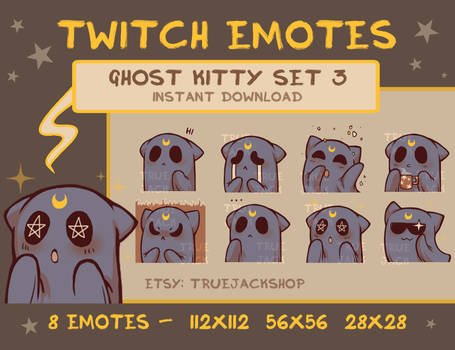 Ghost Kitty Twitch/Discord Emotes - PACK 3