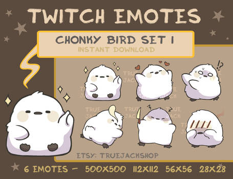 Chonky Bird Twitch/Discord Emotes - PACK 1B