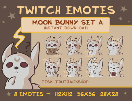 Moon Bunny Twitch/Discord Emotes - PACK A