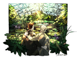 Aziraphale and Crowley in Kew Gardens