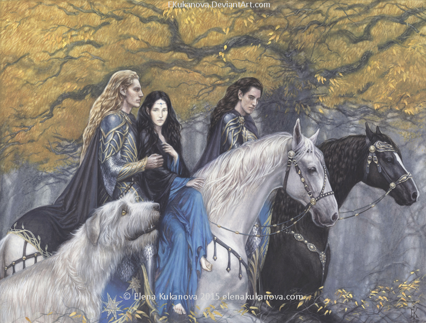 Celegorm and Curufin finds Luthien by EKukanova