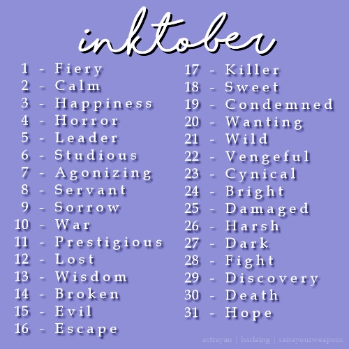 Inktober Prompt List By Harleing On Deviantart Inktober 2022 Prompts List Unofficial