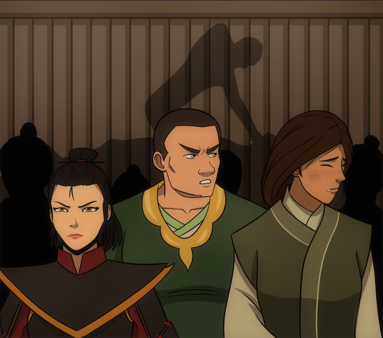 Kyoshi, Rangi, and Wong during the Lei Tai by kkachi95 on DeviantArt