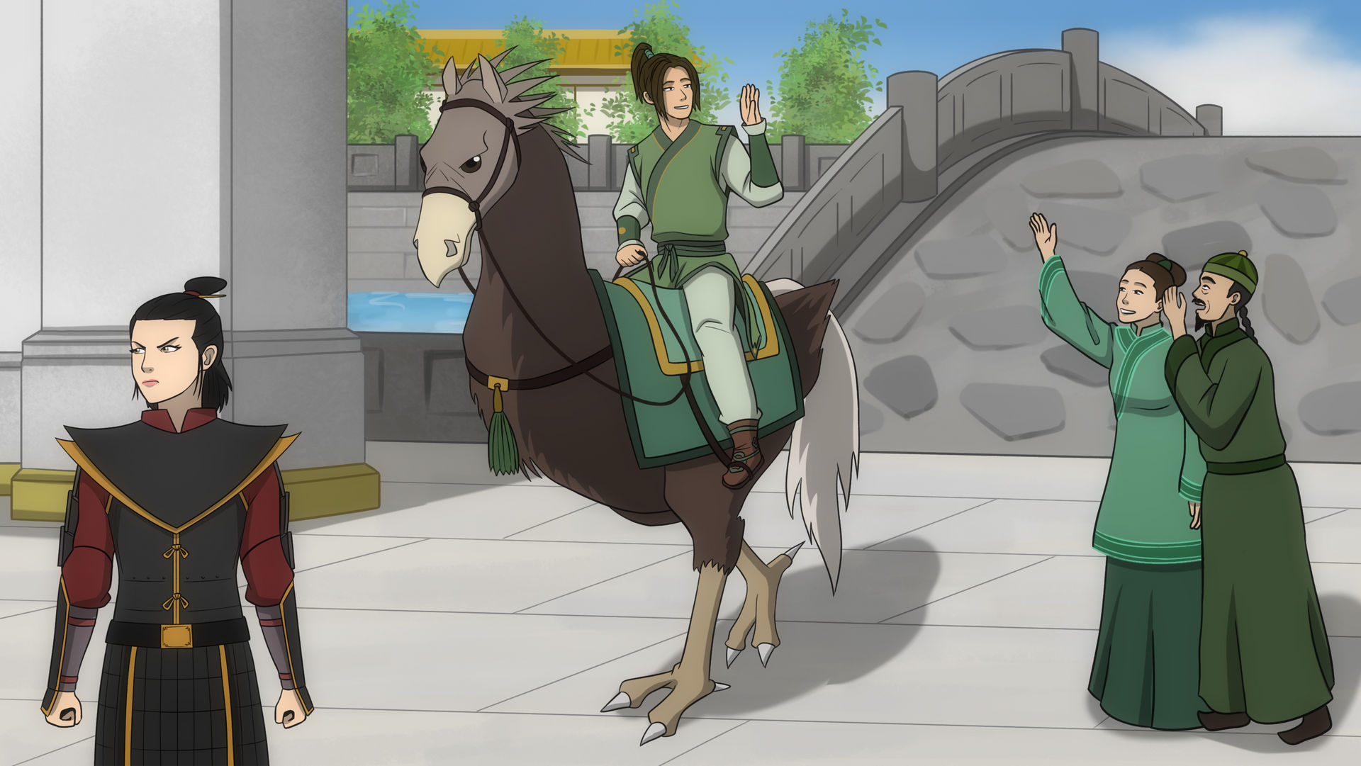 Yun riding through a town | The Rise of Kyoshi by kkachi95 on DeviantArt