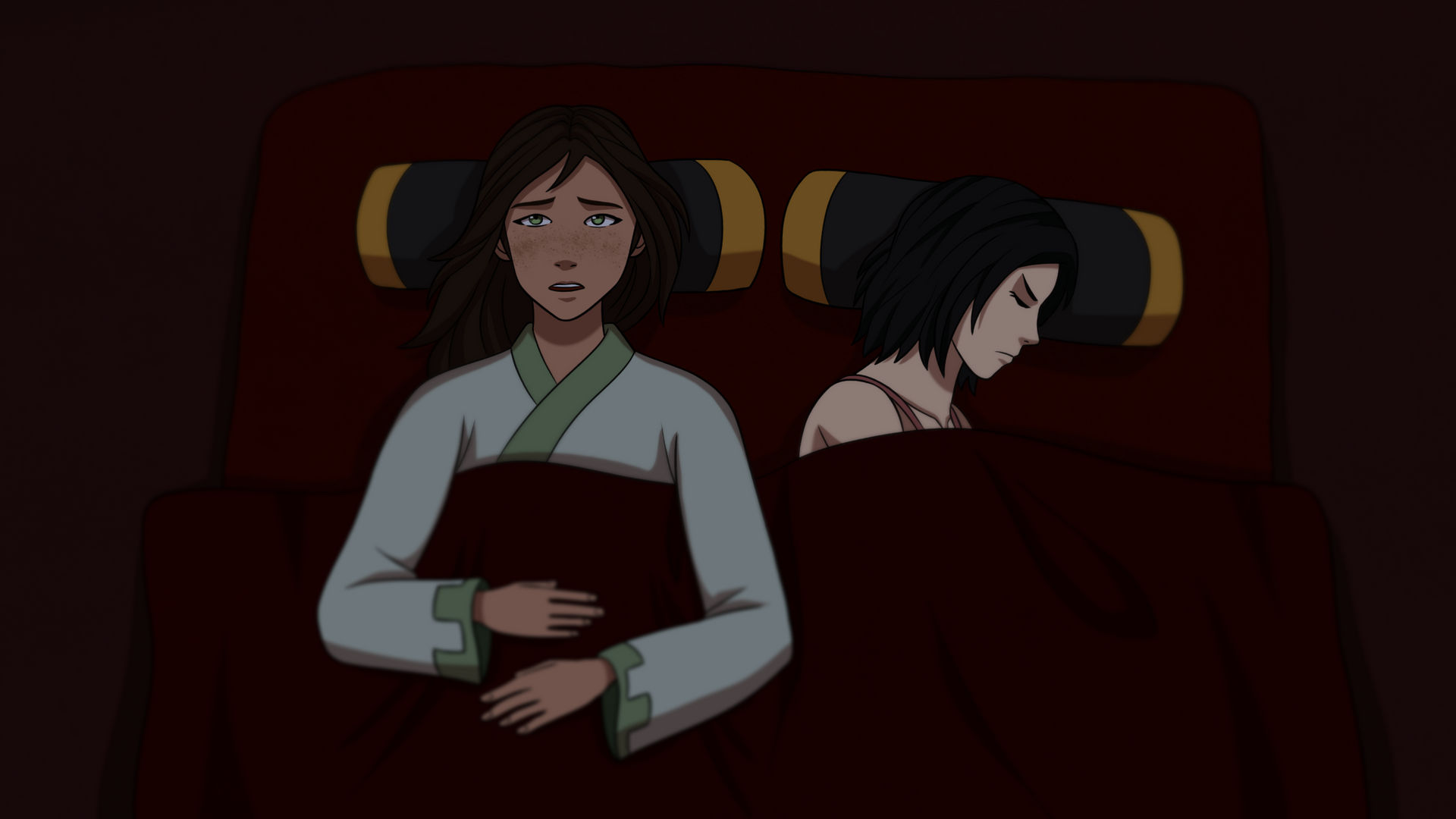 Kyoshi and Rangi in bed (1) | The Rise of Kyoshi by kkachi95 on DeviantArt