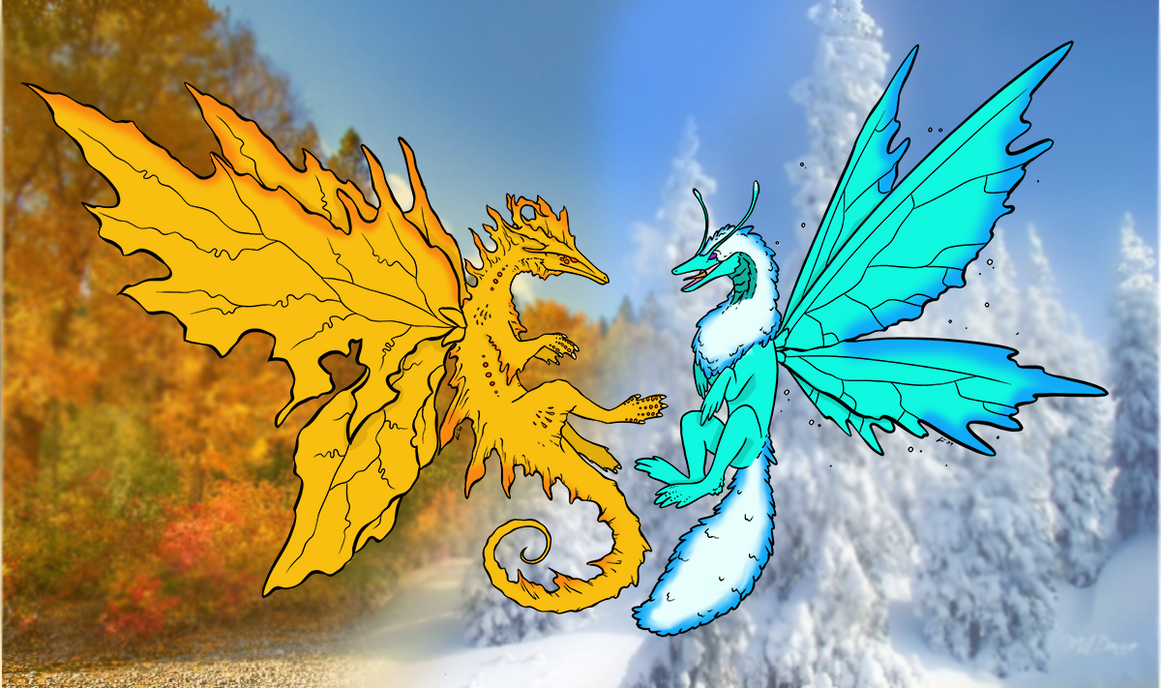 Winter Dragon Meet Fall Dragon by Xenomorph566 on DeviantArt