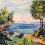 Trees by the Ocean- Claude Monet inspired