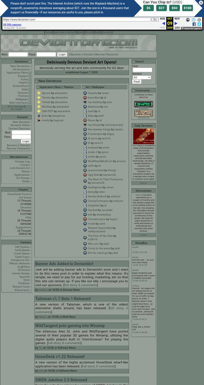 Wayback Deviantart 09 October 2000 by dooldlevn on DeviantArt