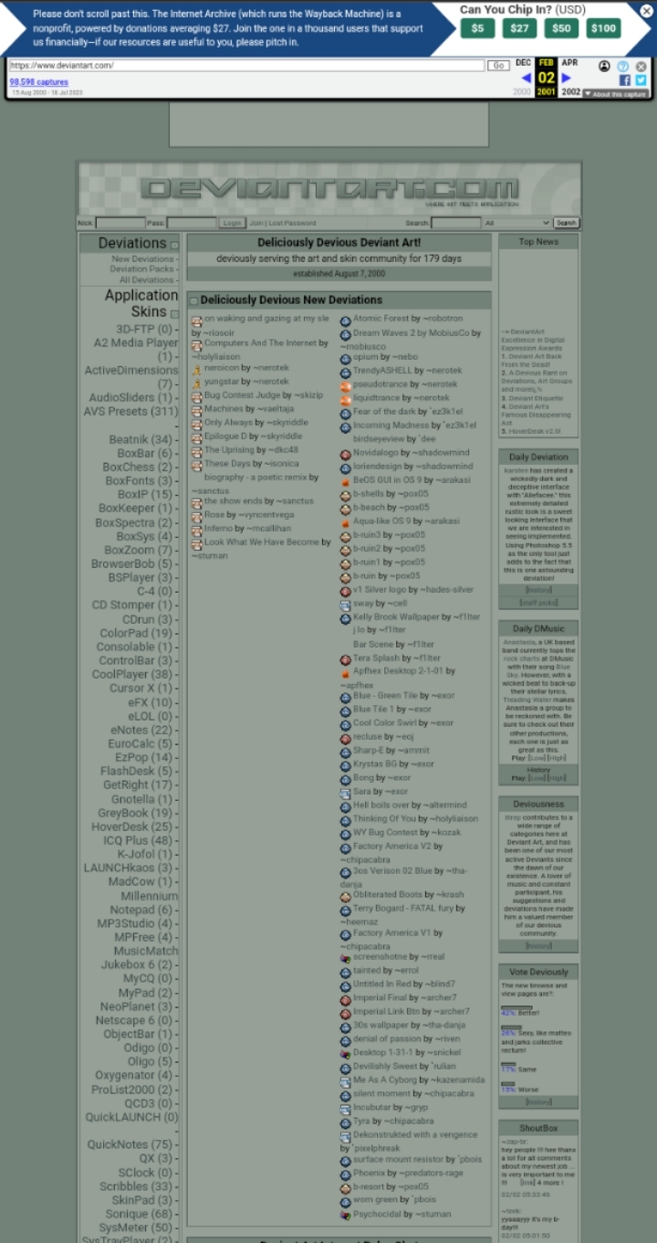 Wayback deviantart 02 Feb 2001 by dooldlevn on DeviantArt