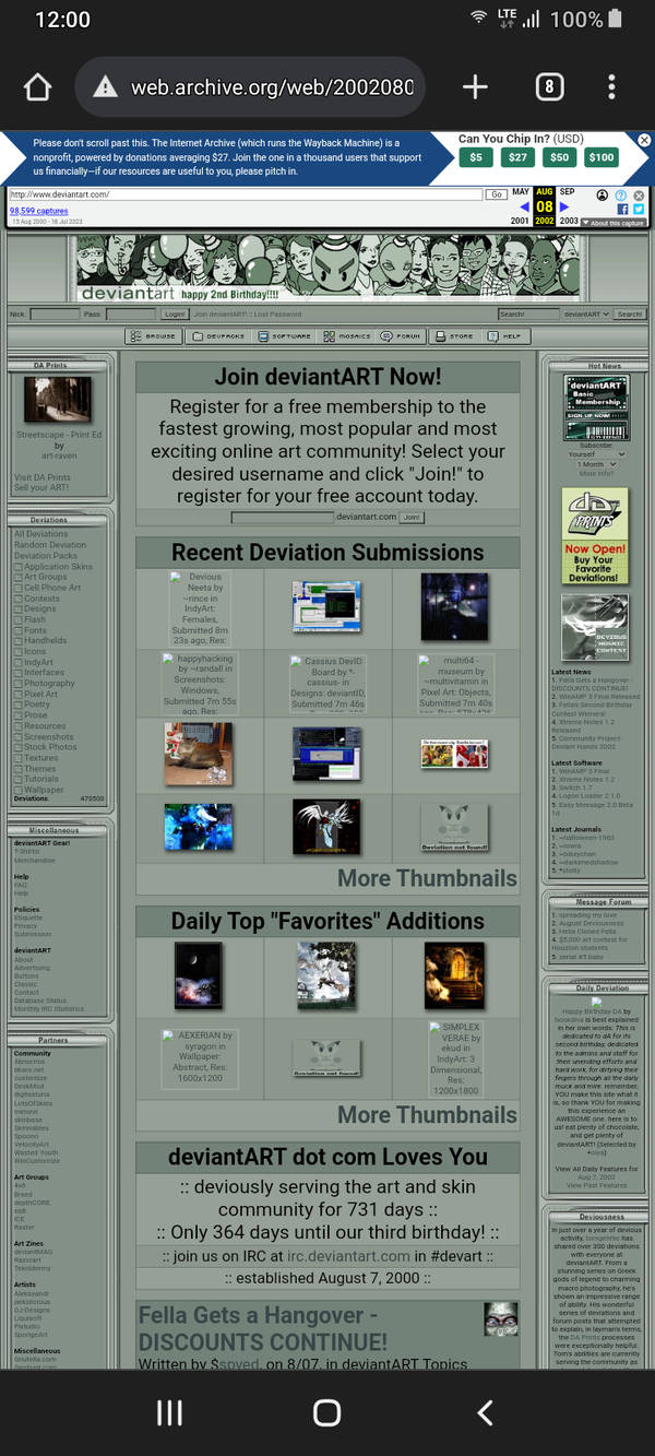 Wayback DeviantArt 08 Aug 2002 by dooldlevn on DeviantArt