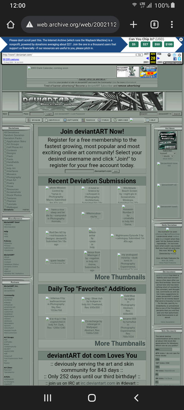 Wayback Deviantart 28 Nov 2002 by dooldlevn on DeviantArt