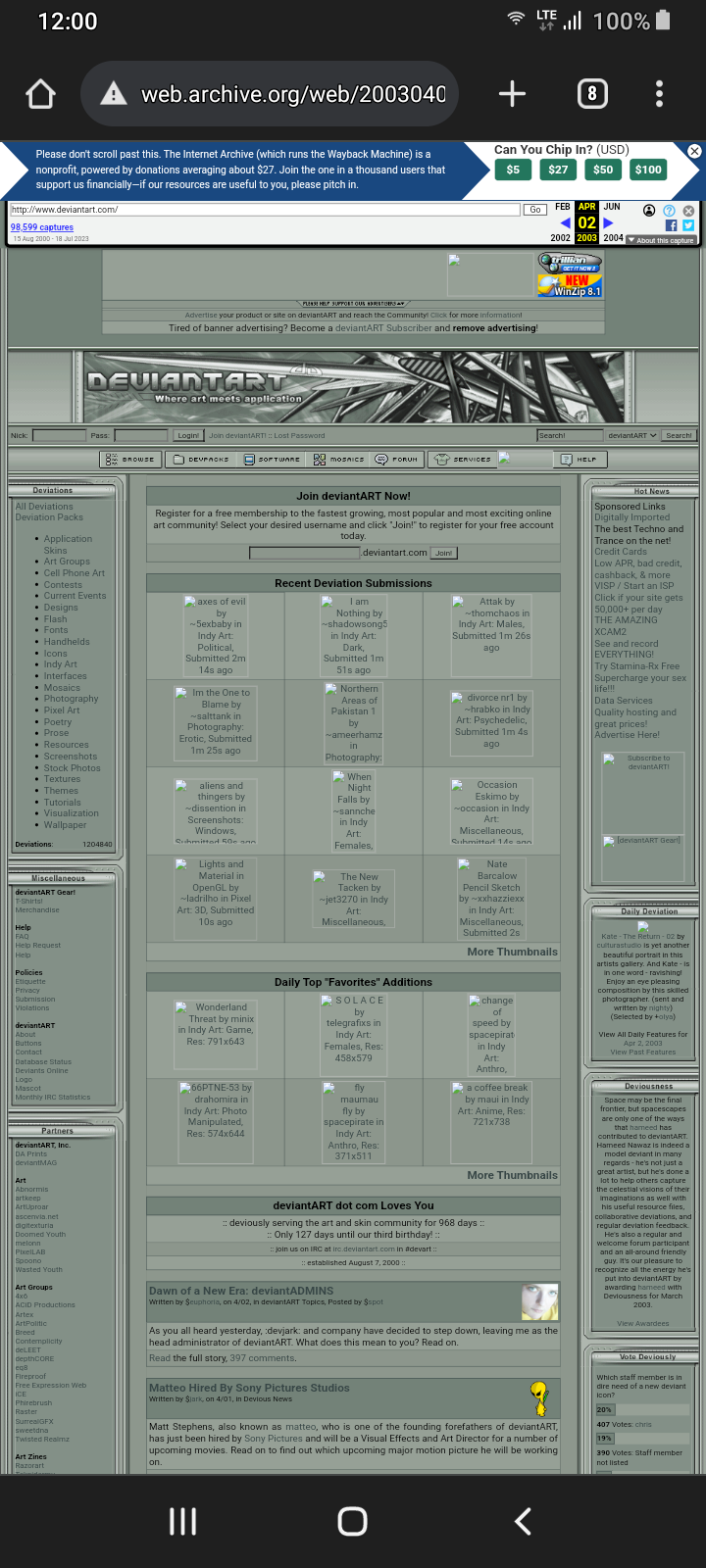 Wayback Deviantart 02 Apr 2003 by dooldlevn on DeviantArt