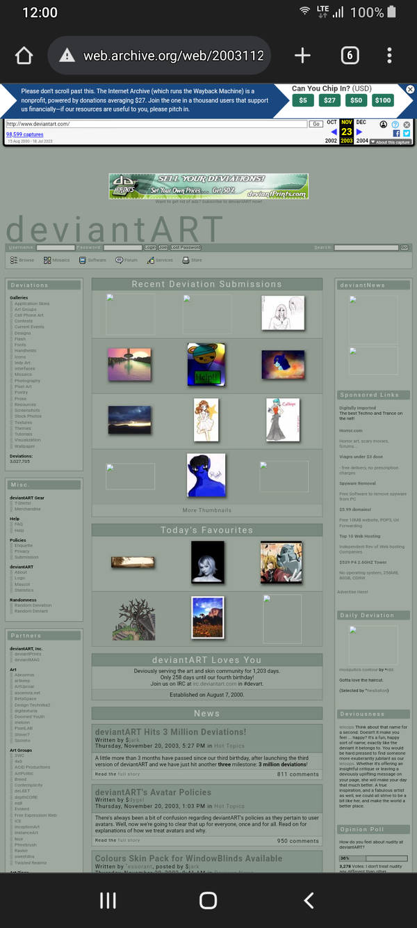 Wayback Deviantart 23 Nov 2003 by dooldlevn on DeviantArt