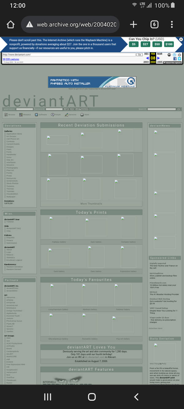 Deviantart Layout 2008 Wayback Deviantart 08 Feb 2004 by dooldlevn on DeviantArt