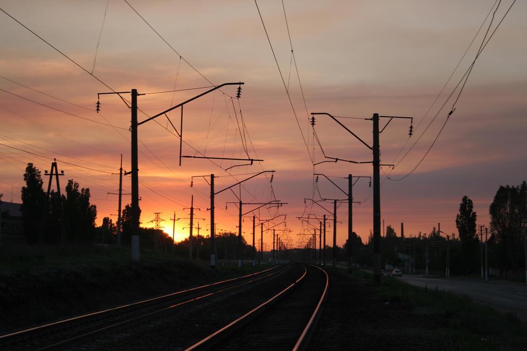 Sunset on a railroad stock #6