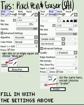 SAI : Pixel Pen nd Eraser (pixel tips)