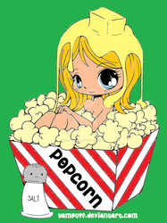 Popcorn Girl Lineart By Yampuff-d557bss