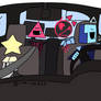 Da gang in a car but colored