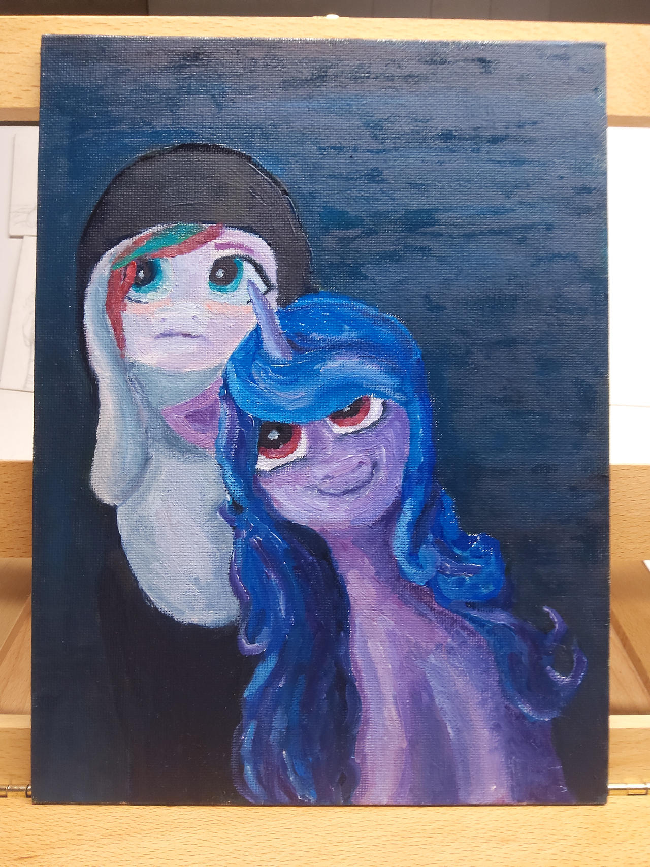 ^Black bunny^ Zipp and Izzy oil on canvas