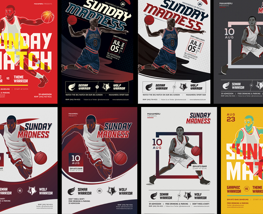 Basketball Match Flyer Bundle Download