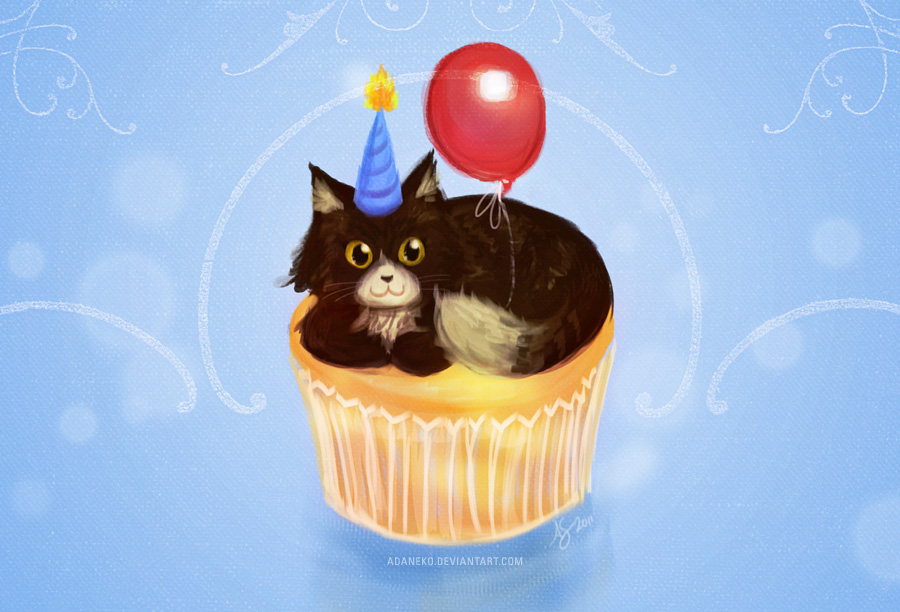 Happy Birthday Cupcake Cat