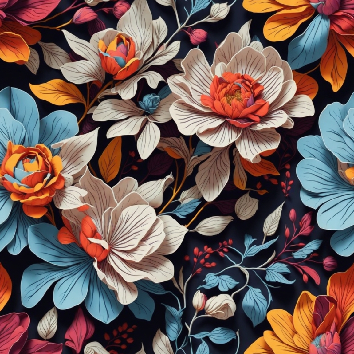 Pattern of colorful flowers rea by Cabonegro on DeviantArt