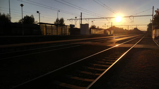 Sunset over railway