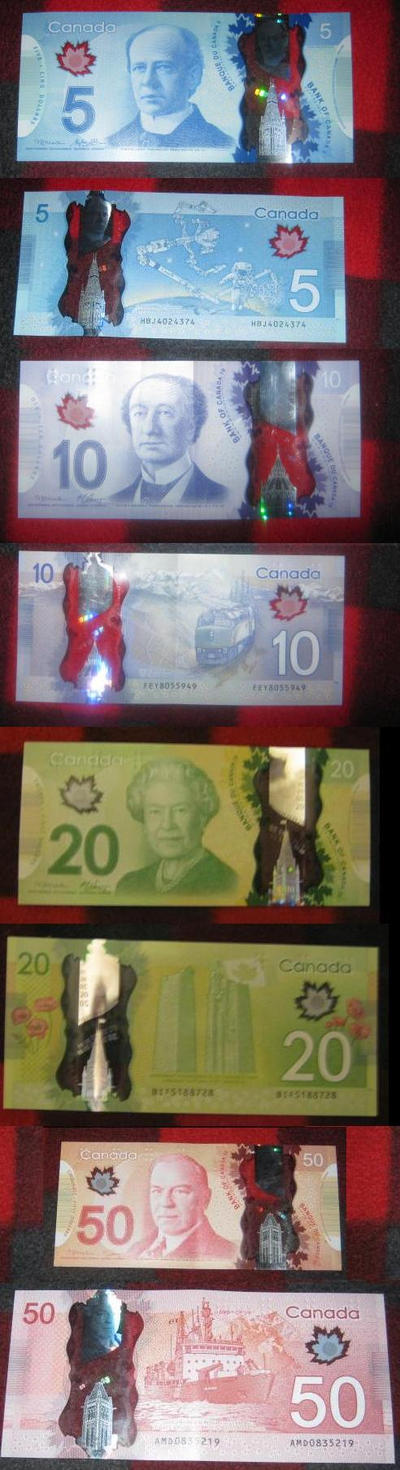 Canadian Banknotes Examples Canadian most common Polymer Banknotes by MichaelMiyamoto on DeviantArt