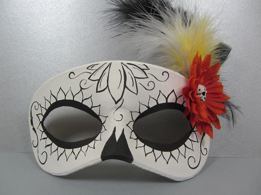 Day of the Dead Orange flower masquerade mask